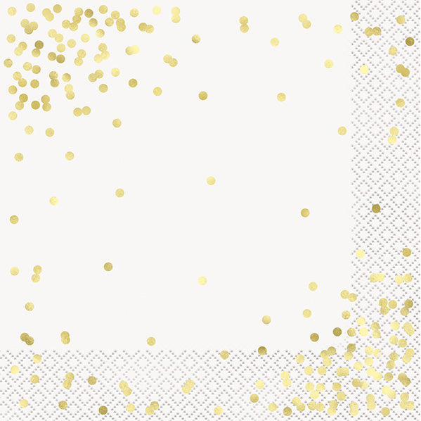 Mini Gold Confetti Dots Foil Stamped Luncheon Napkins (Pack of 16)