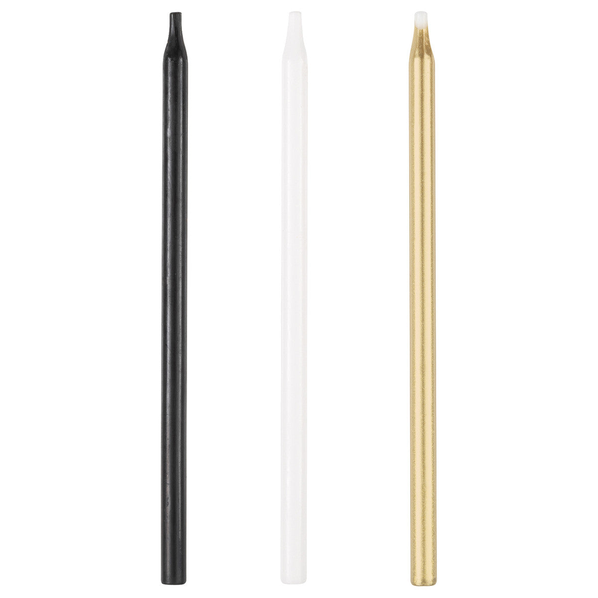 Black, Gold & White Assorted Candles (Pack of 20)