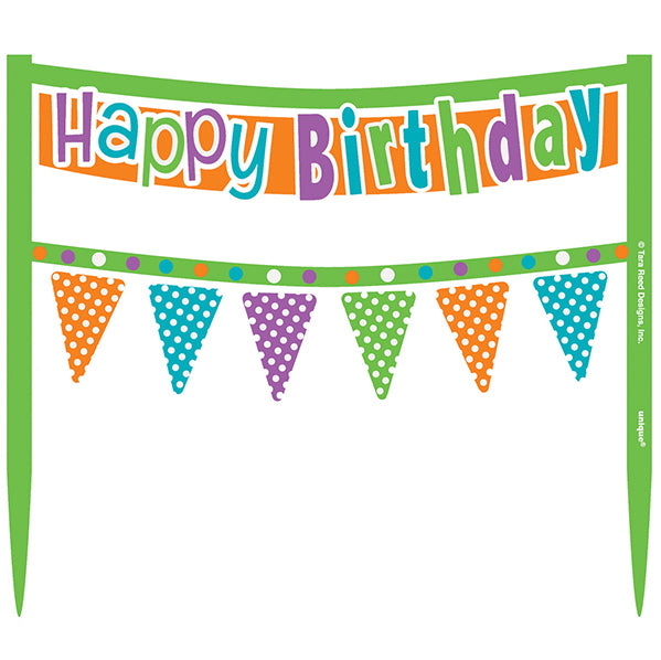 Citrus Dot "Happy Birthday" Cake Banner (16.5cm)