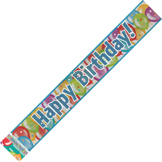 Balloon Birthday "Happy Birthday" Prismatic Foil Banner - 3.65m