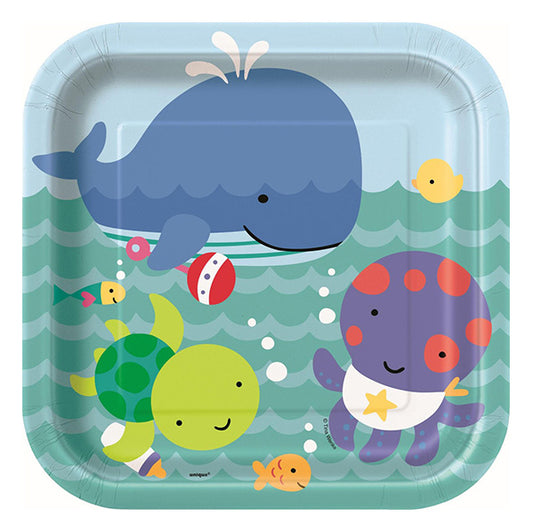 Under The Sea Square Paper Plates 23cm (Pack of 8)