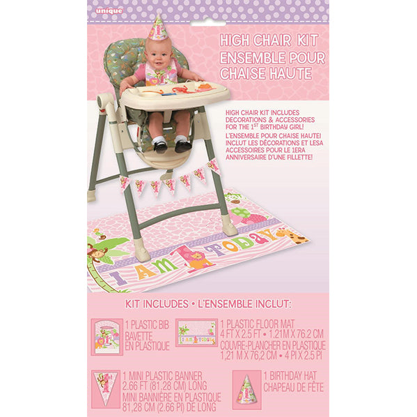 High Chair Kit - 1st Birthday Pink Safari