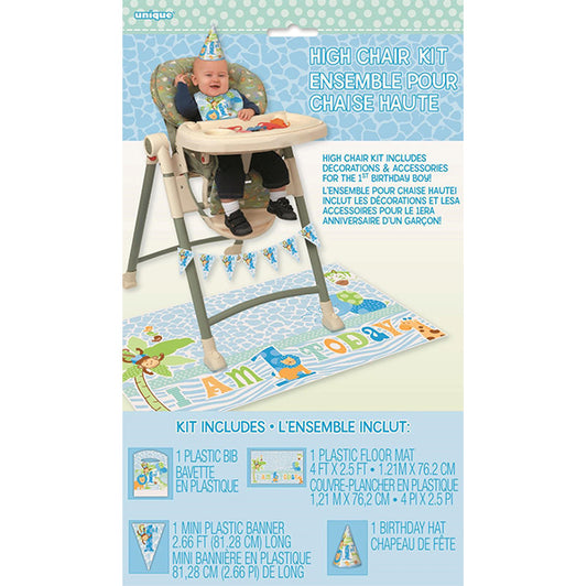 High Chair Kit - 1st Birthday Blue Safari