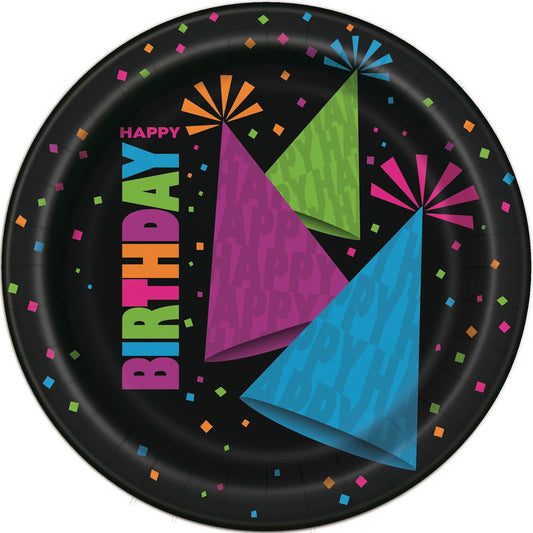 Neon Party Paper Plates 18cm (Pack of 8)