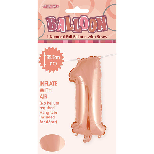 Rose Gold "1" Numeral Foil Balloon (35cm)