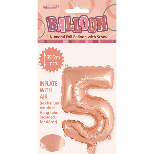 Rose Gold "5" Numeral Foil Balloon (35cm)