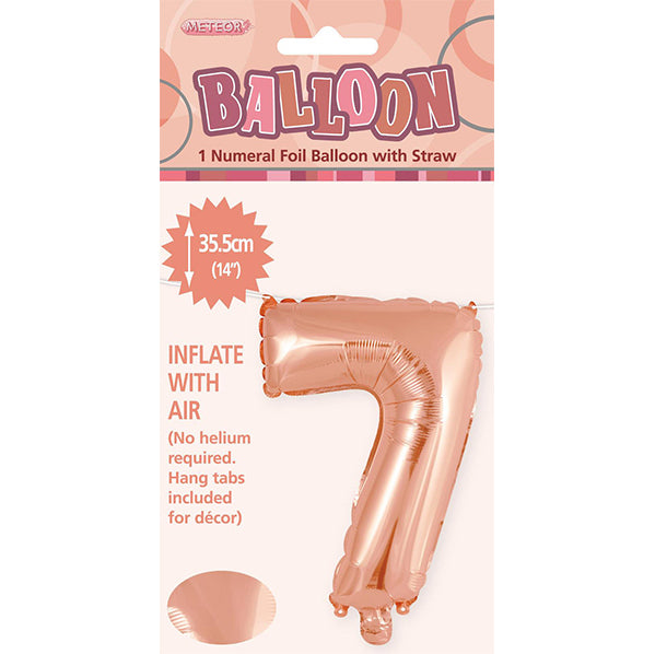 Rose Gold "7" Numeral Foil Balloon (35cm)