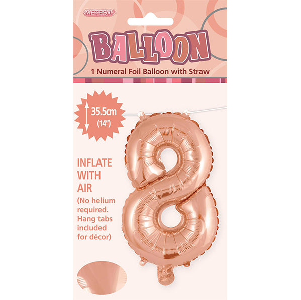 Rose Gold "8" Numeral Foil Balloon (35cm)