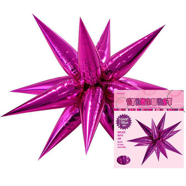 Glitz Starburst Foil Balloon - Hot Pink (100cm)