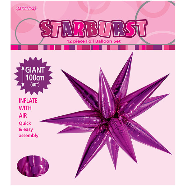 Glitz Starburst Foil Balloon - Hot Pink (100cm)