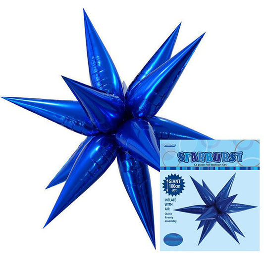 Glitz Starburst Foil Balloon - Royal Blue (100cm)