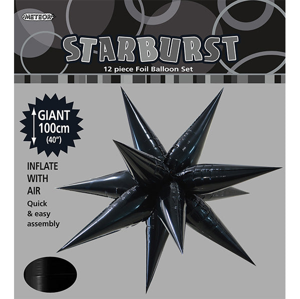 Glitz Starburst Foil Balloon - Black (100cm)