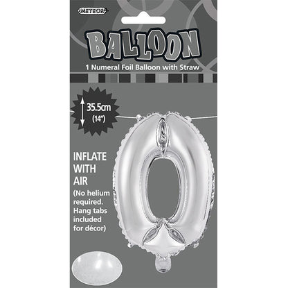 Silver "0" Numeral Foil Balloon (35cm)