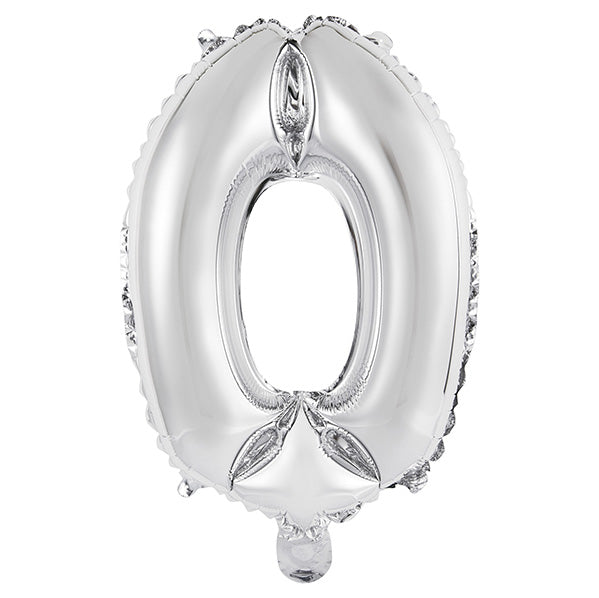 Silver "0" Numeral Foil Balloon (35cm)