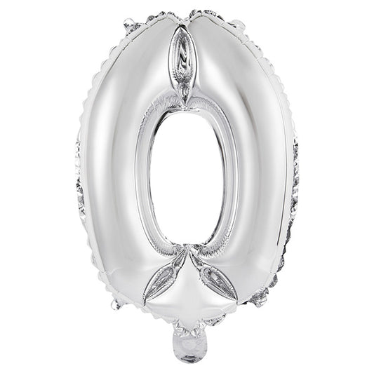 Silver "0" Numeral Foil Balloon (35cm)