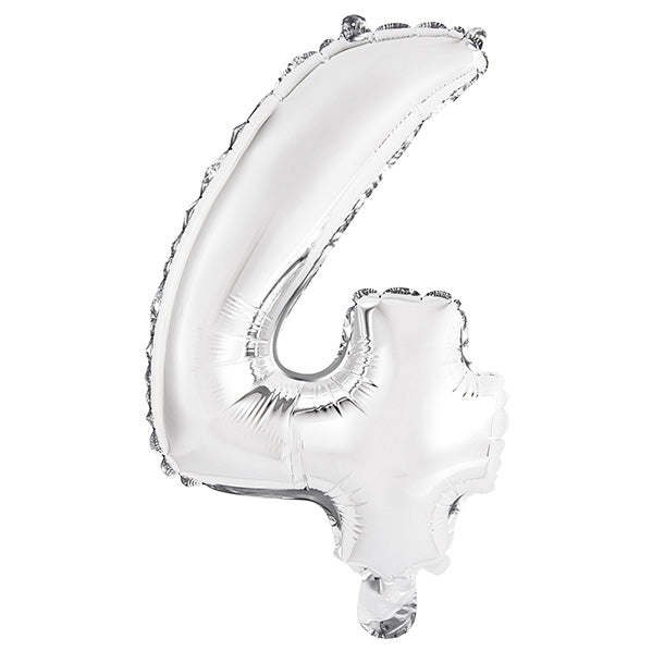 Silver "4" Numeral Foil Balloon (35cm)