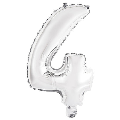 Silver "4" Numeral Foil Balloon (35cm)