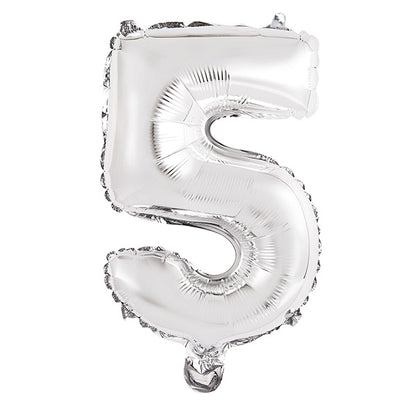 Silver "5" Numeral Foil Balloon (35cm)