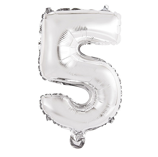 Silver "5" Numeral Foil Balloon (35cm)