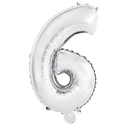 Silver "6" Numeral Foil Balloon (35cm)