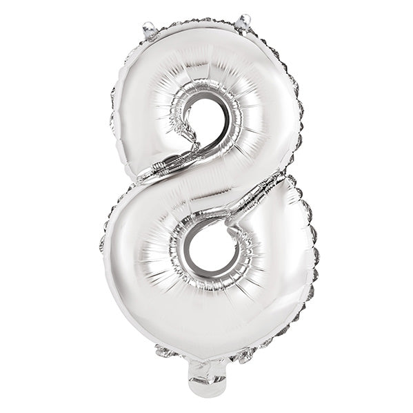 Silver "8" Numeral Foil Balloon (35cm)