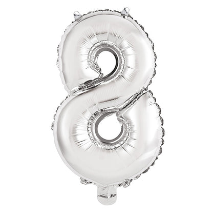 Silver "8" Numeral Foil Balloon (35cm)