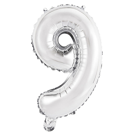 Silver "9" Numeral Foil Balloon (35cm)