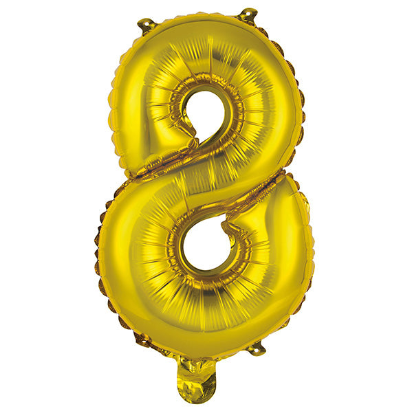 Gold "8" Numeral Foil Balloon (35cm)