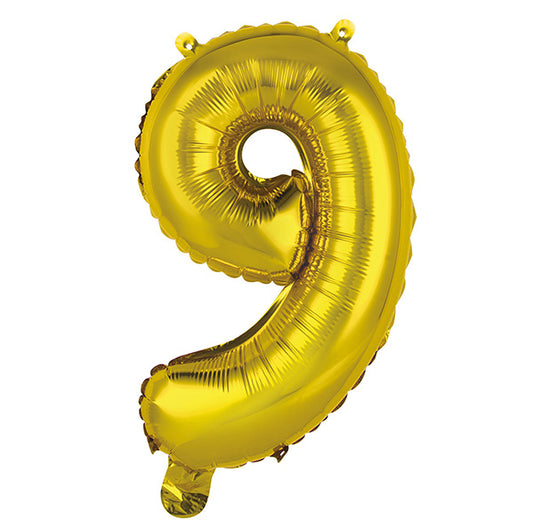 Gold "9" Numeral Foil Balloon (35cm)