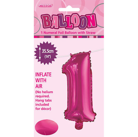 Hot Pink "1" Numeral Foil Balloon (35cm)