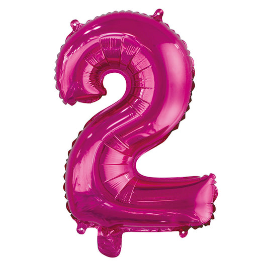 Hot Pink "2" Numeral Foil Balloon (35cm)