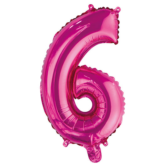 Hot Pink "6" Numeral Foil Balloon (35cm)