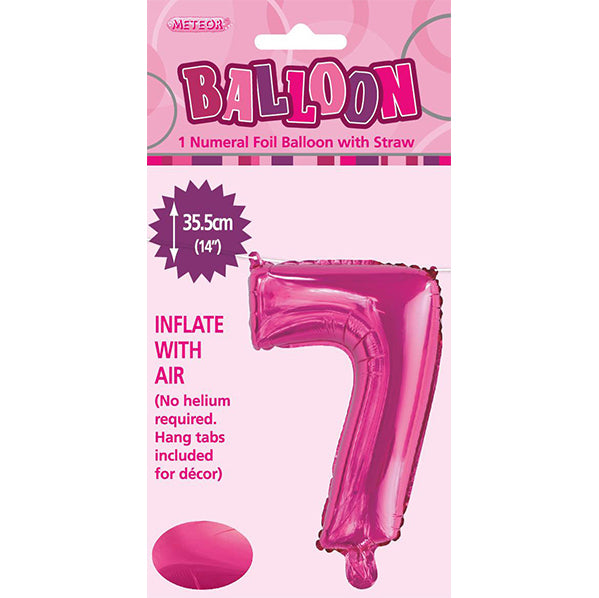 Hot Pink "7" Numeral Foil Balloon (35cm)