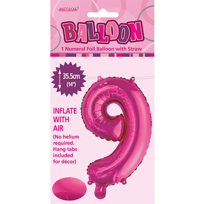 Hot Pink "9" Numeral Foil Balloon (35cm)