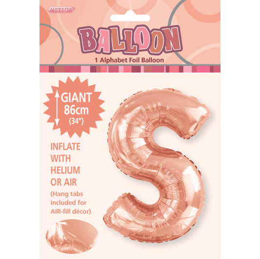 Rose Gold "S" Letter Foil Balloon (86cm)