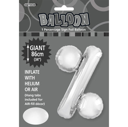 Silver "%" Letter Foil Balloon (86cm)