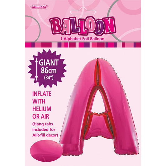 Hot Pink "A" Letter Foil Balloon (86cm)