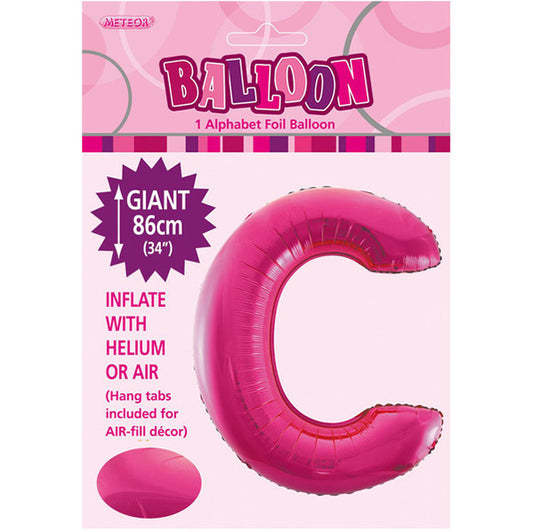 Hot Pink "C" Letter Foil Balloon (86cm)