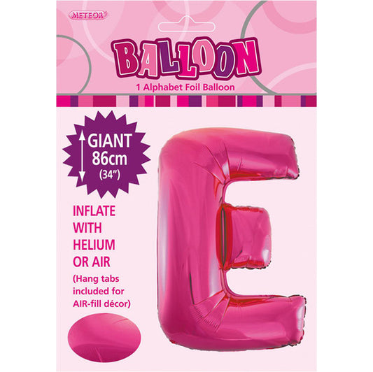 Hot Pink "E" Letter Foil Balloon (86cm)