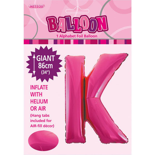 Hot Pink "K" Letter Foil Balloon (86cm)