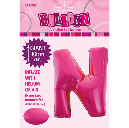 Hot Pink "N" Letter Foil Balloon (86cm)