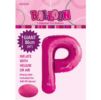 Hot Pink "P" Letter Foil Balloon (86cm)