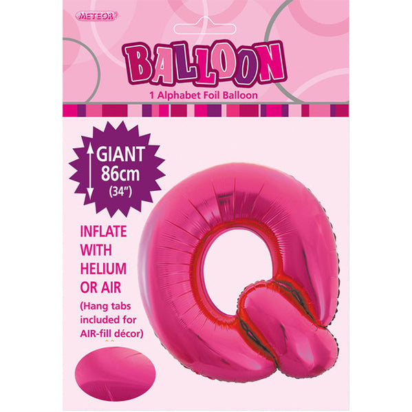 Hot Pink "Q" Letter Foil Balloon (86cm)