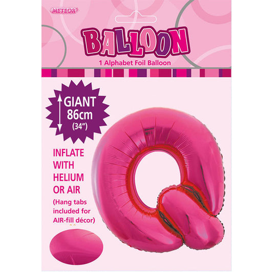 Hot Pink "Q" Letter Foil Balloon (86cm)