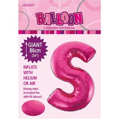 Hot Pink "S" Letter Foil Balloon (86cm)