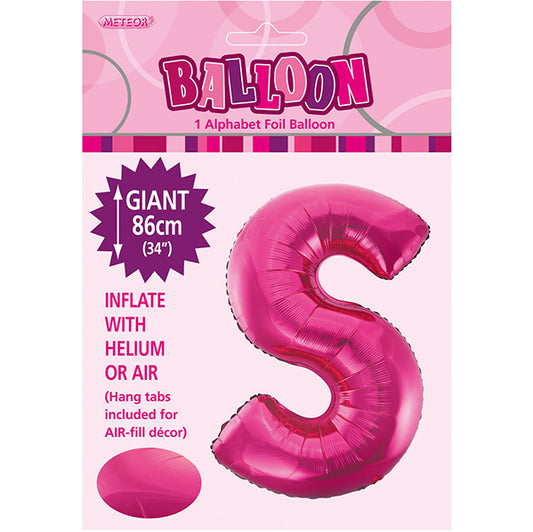 Hot Pink "S" Letter Foil Balloon (86cm)