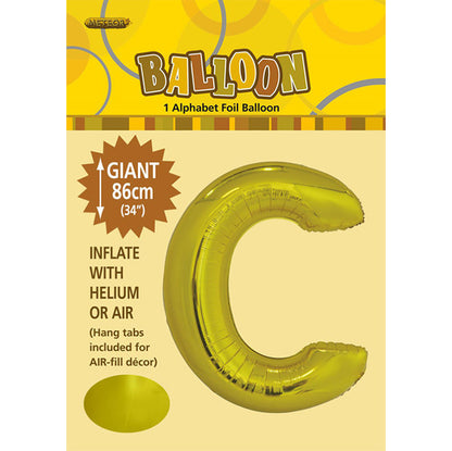 Gold "C" Letter Foil Balloon (86cm)