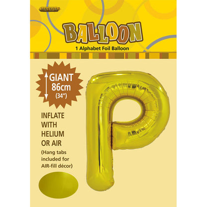 Gold "P" Letter Foil Balloon (86cm)