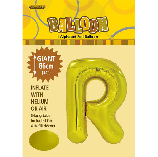 Gold "R" Letter Foil Balloon (86cm)