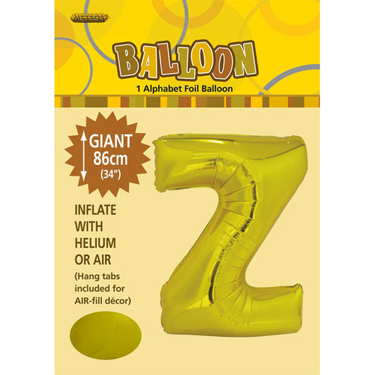 Gold "Z" Letter Foil Balloon (86cm)